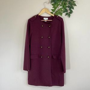 Soft Surroundings Wool Sweater Coat Red Purple XL